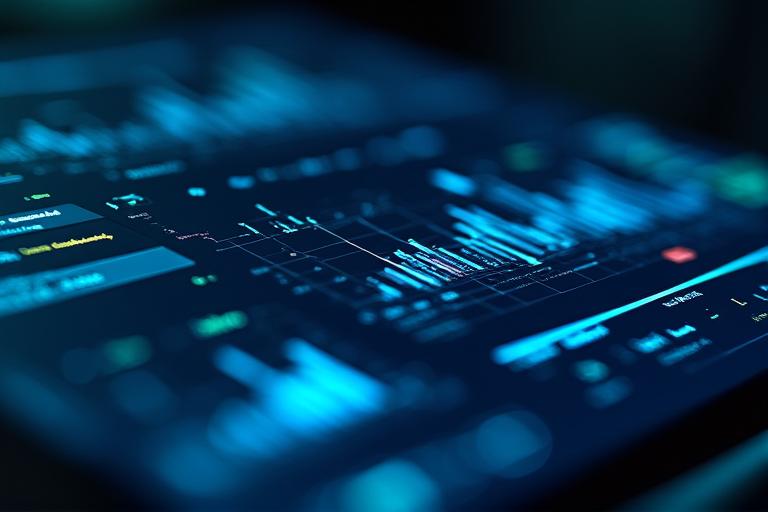 Sophisticated dashboard interface with glowing analytical nodes